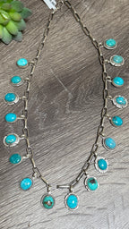 Kingman Turquoise charm necklace 19.5"