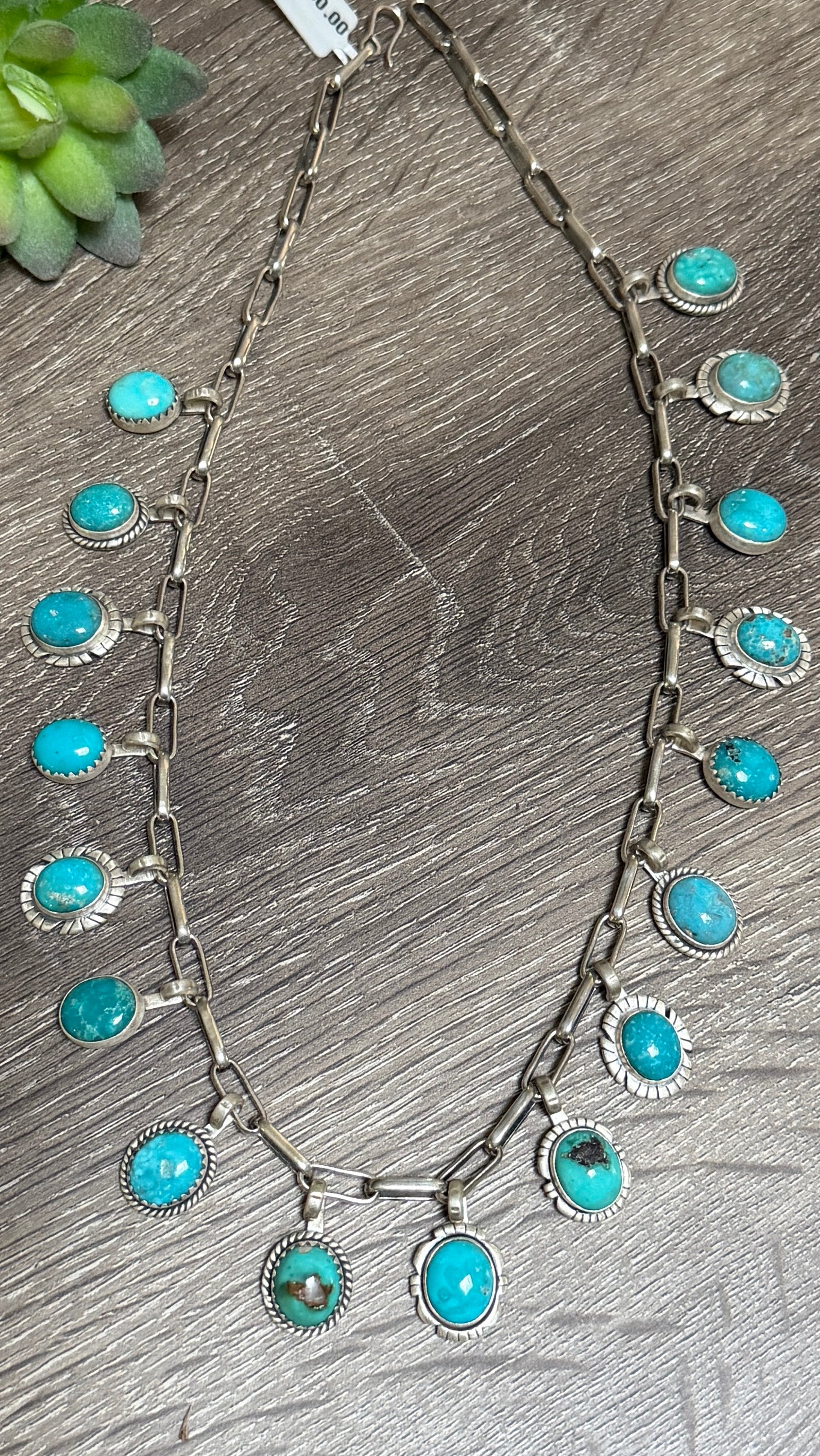 Kingman Turquoise charm necklace 19.5"