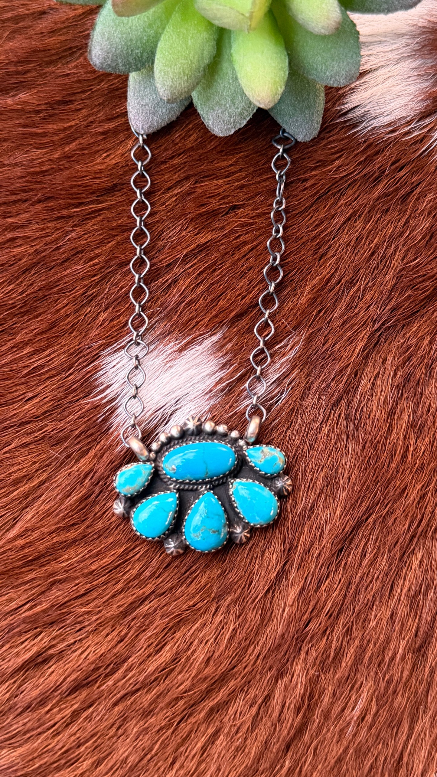 Native Turquoise half cluster