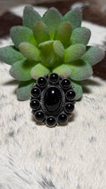 Black Onyx Cluster Ring, Size 7