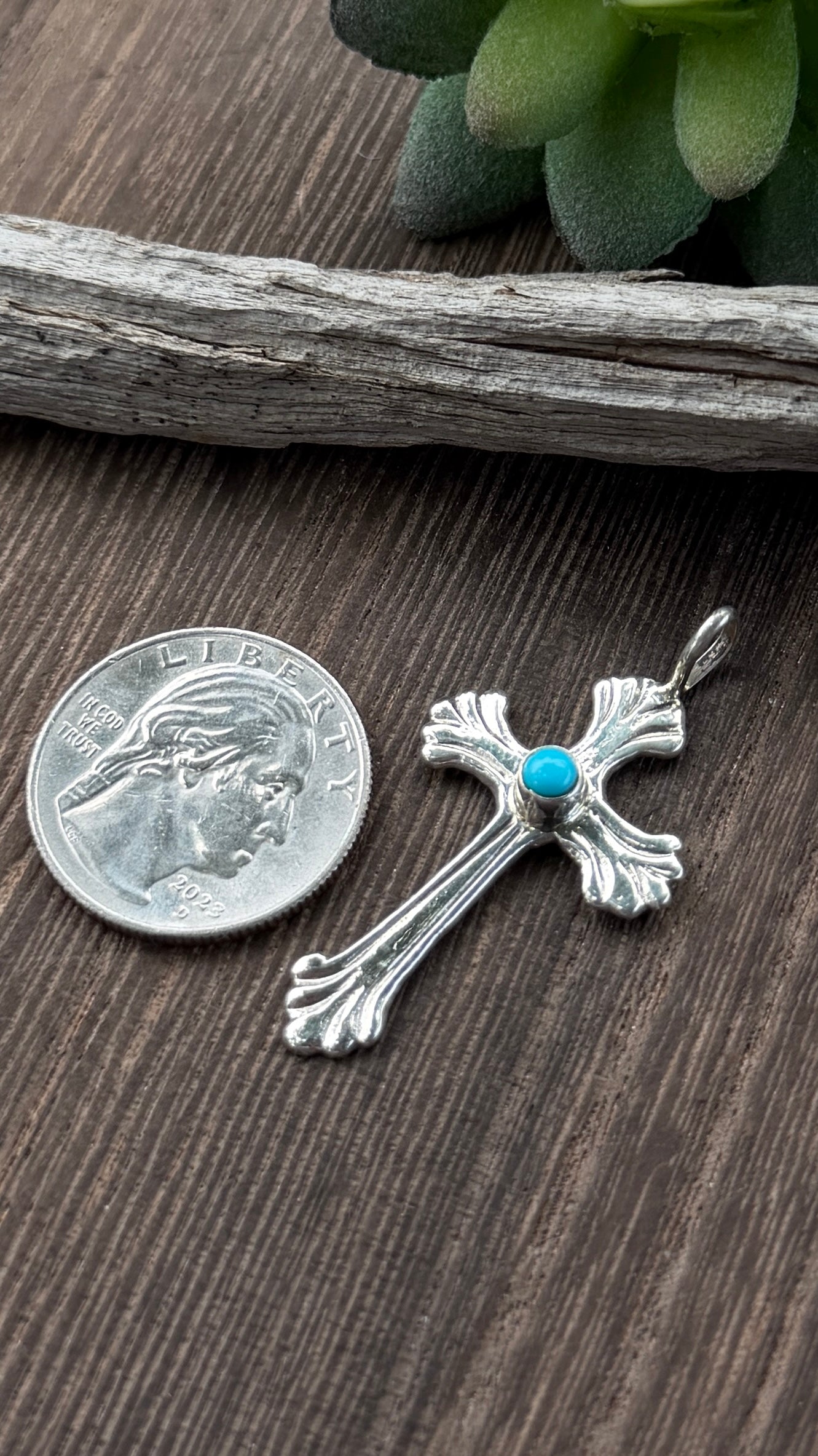 Pauline Nelson Cross Pendant with Turquoise