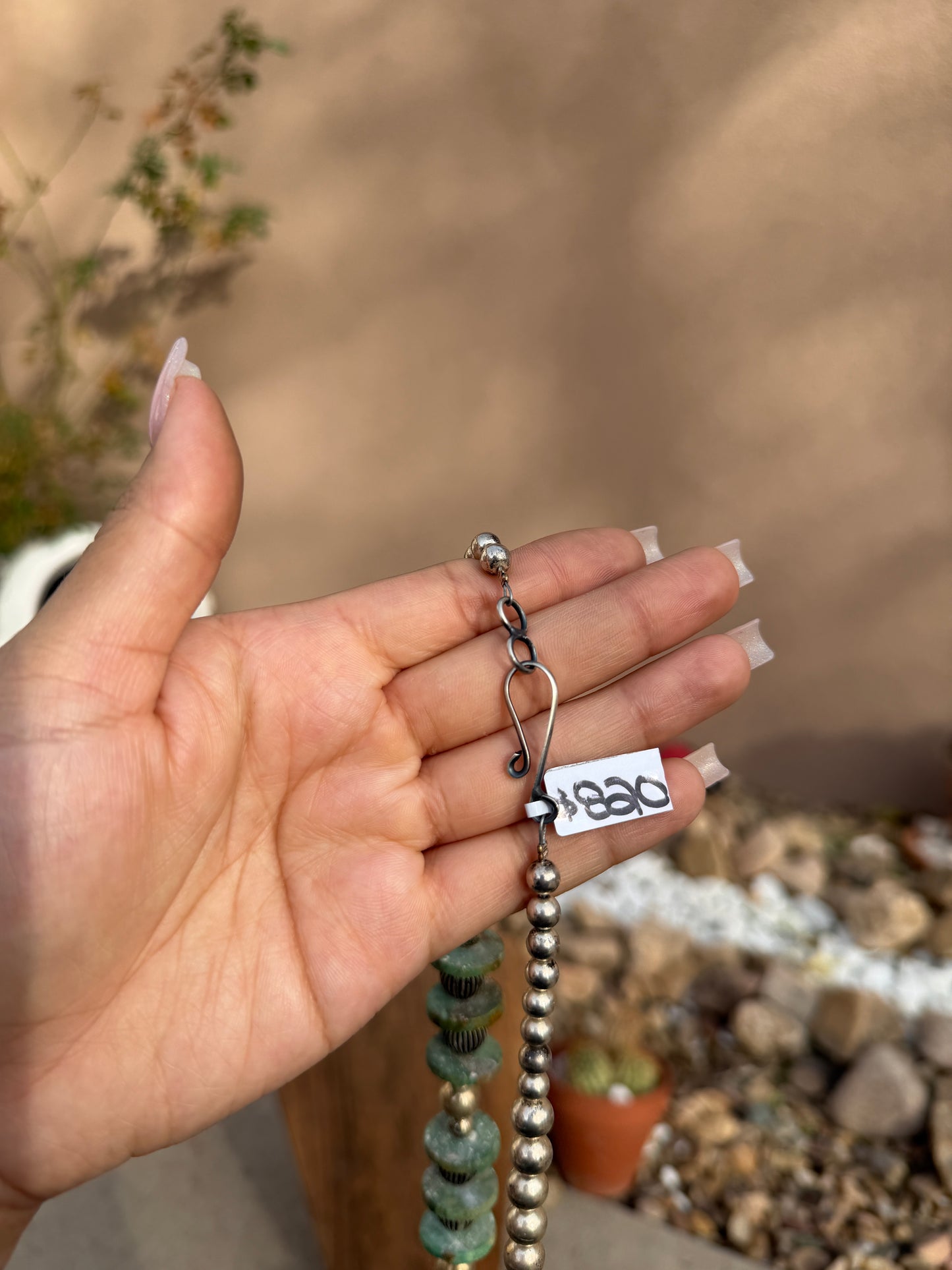 Chimney Butte melon pearls & turquoise 26.5"