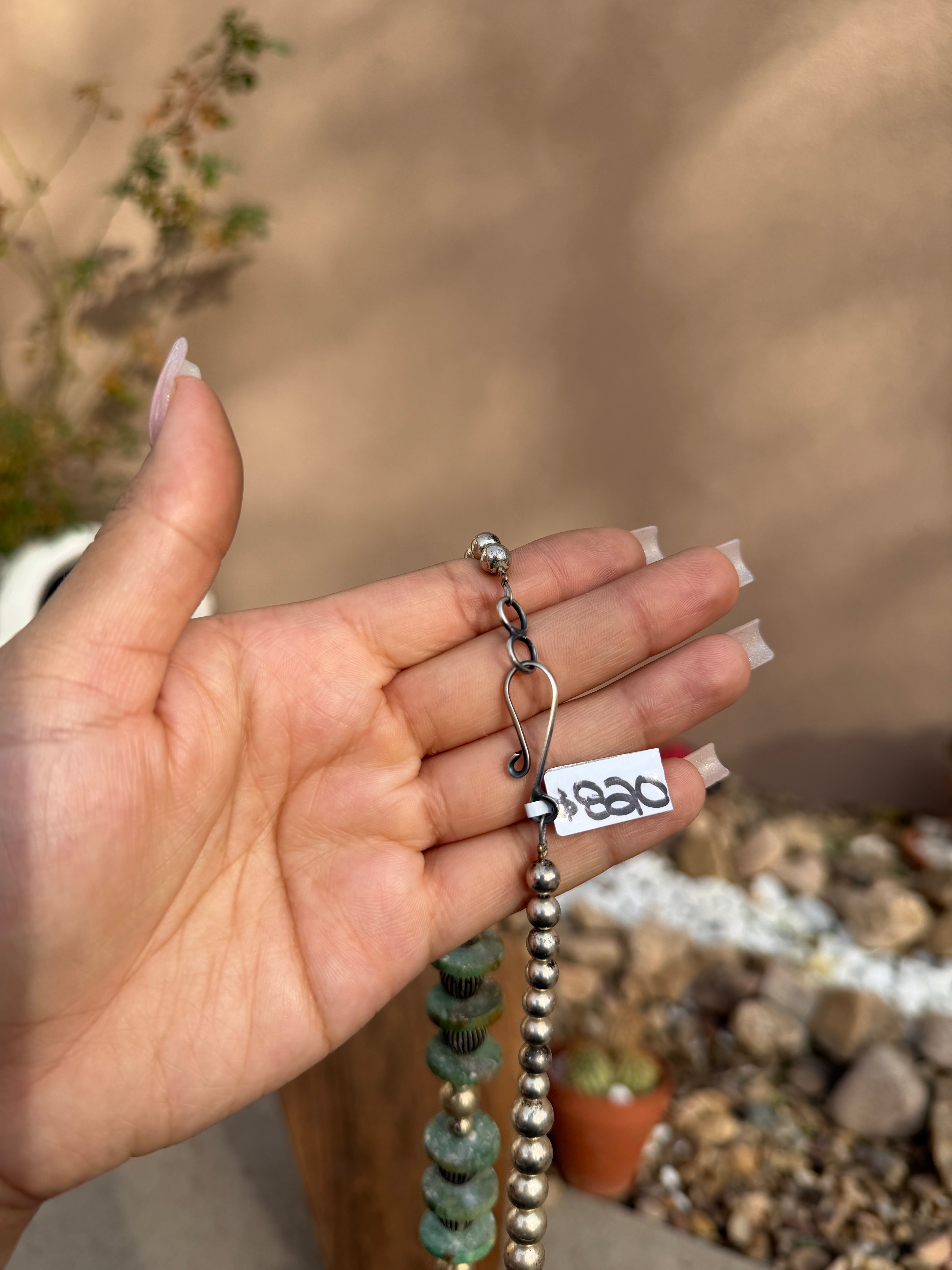 Chimney Butte melon pearls & turquoise 26.5"