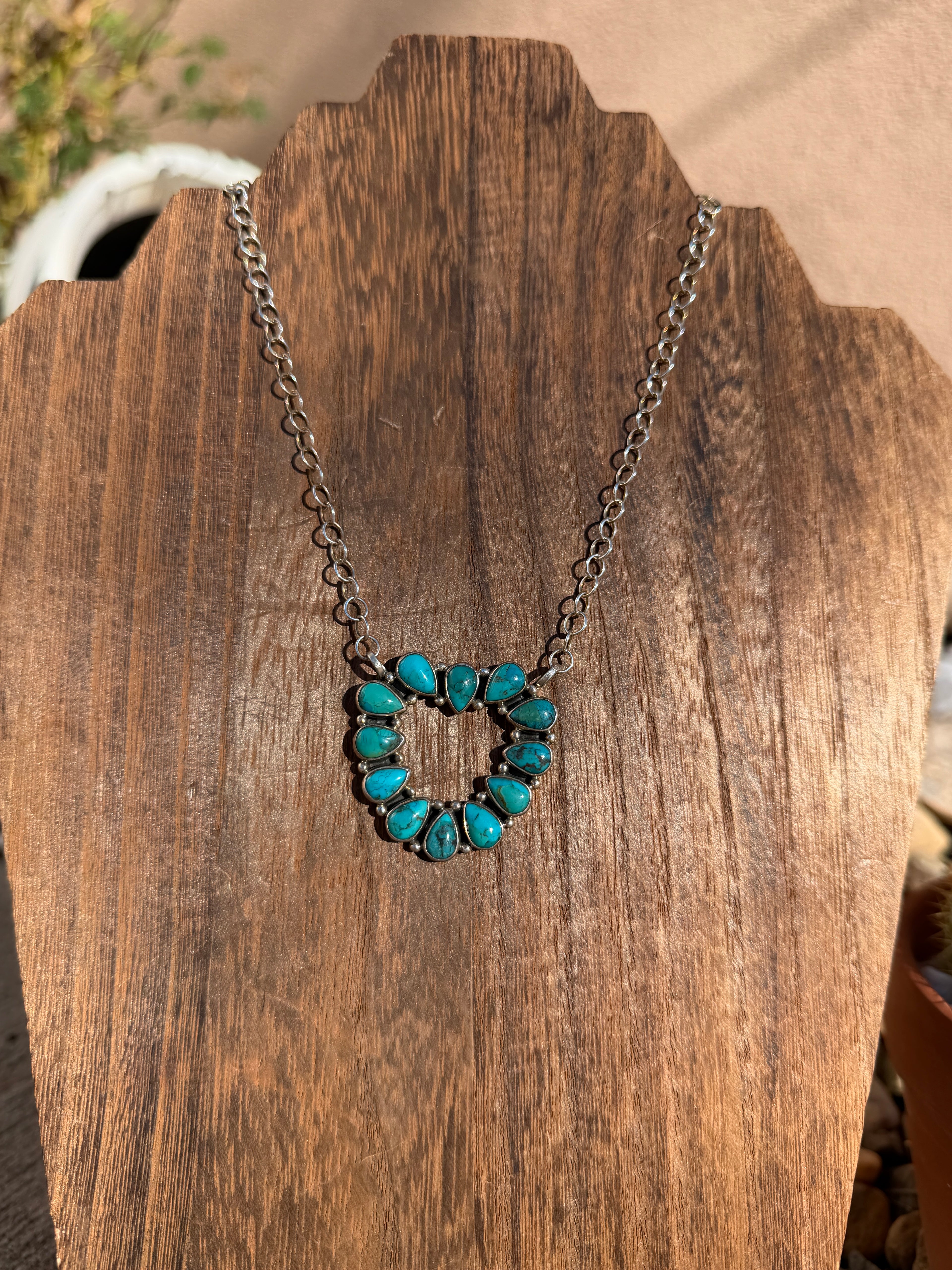 Turquoise Heart Bar Necklace