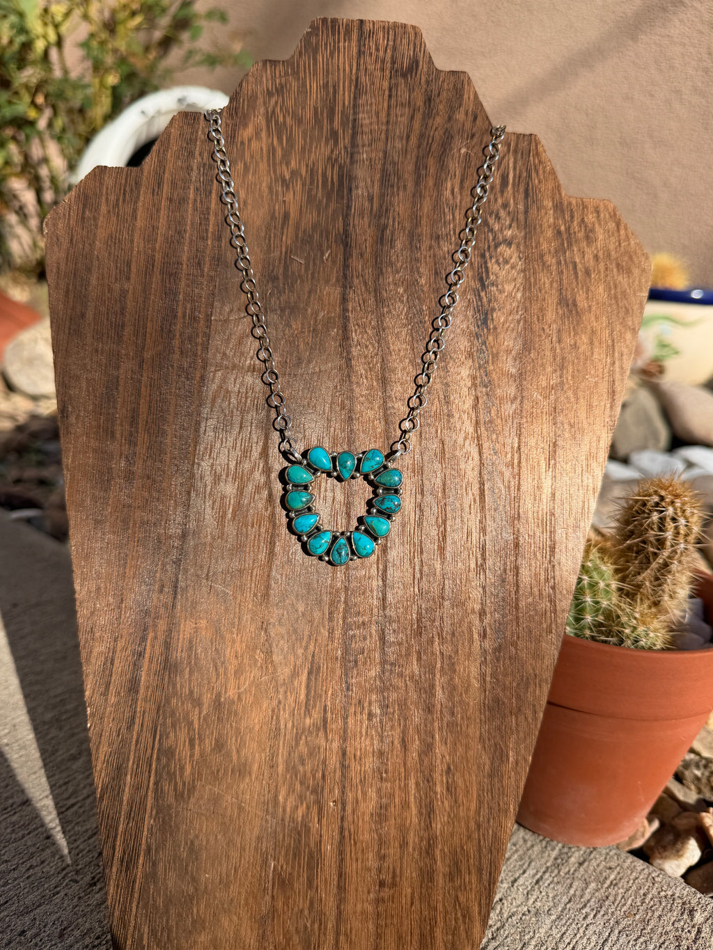 Turquoise Heart Bar Necklace