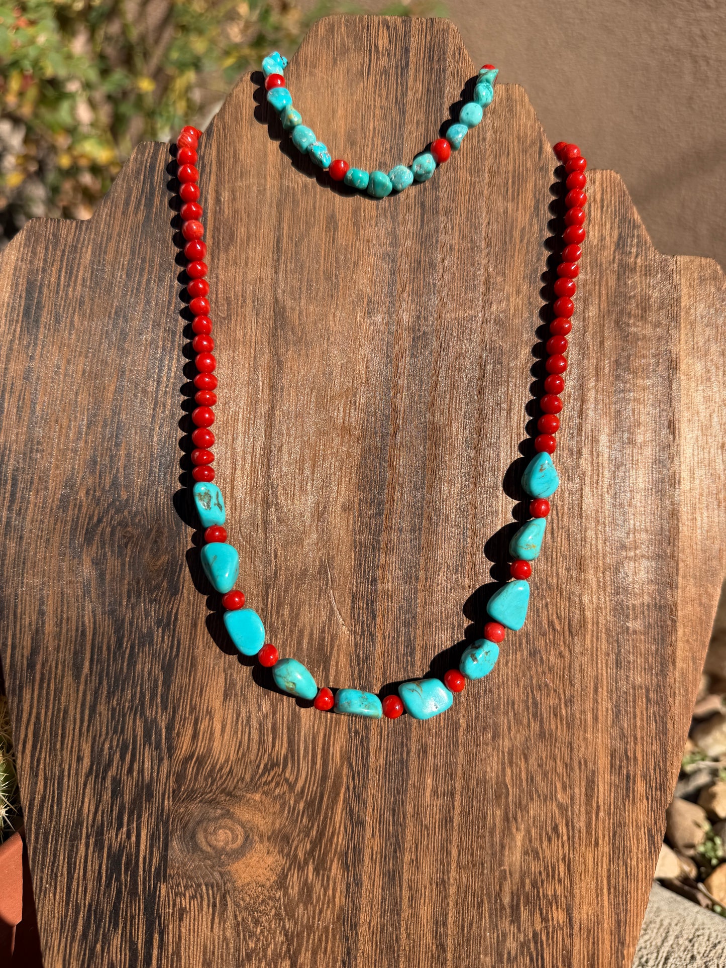 Grandma Cactus Coral & Turquoise set 18"