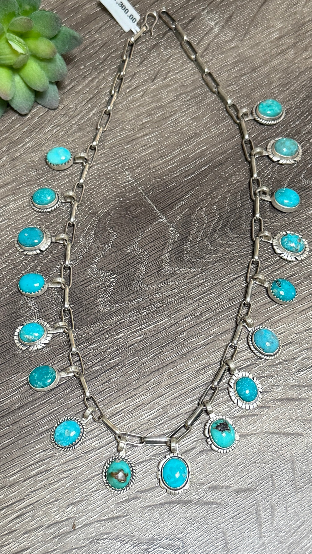 Kingman Turquoise charm necklace 19.5"
