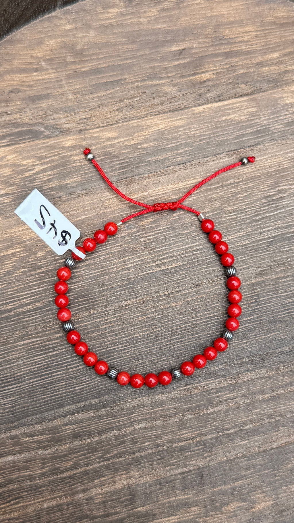 Grandma Cactus red coral pulley bracelet