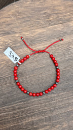 Grandma Cactus red coral pulley bracelet