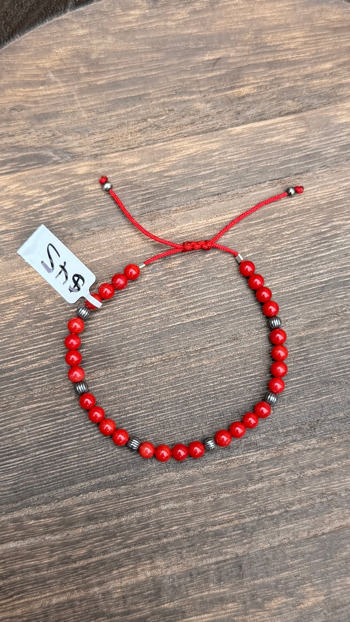 Grandma Cactus red coral pulley bracelet