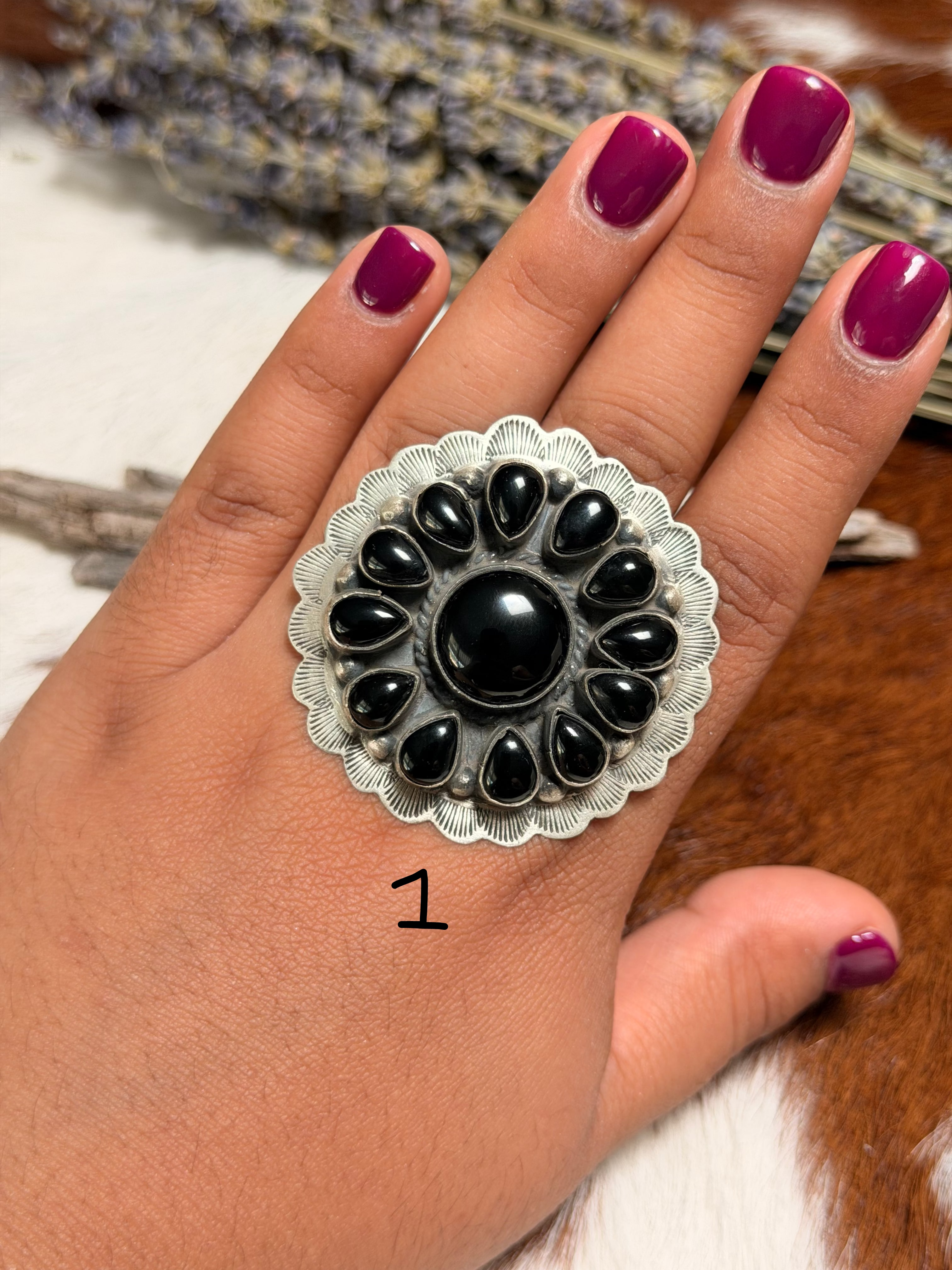 Kee J. Black Onyx Cluster Rings