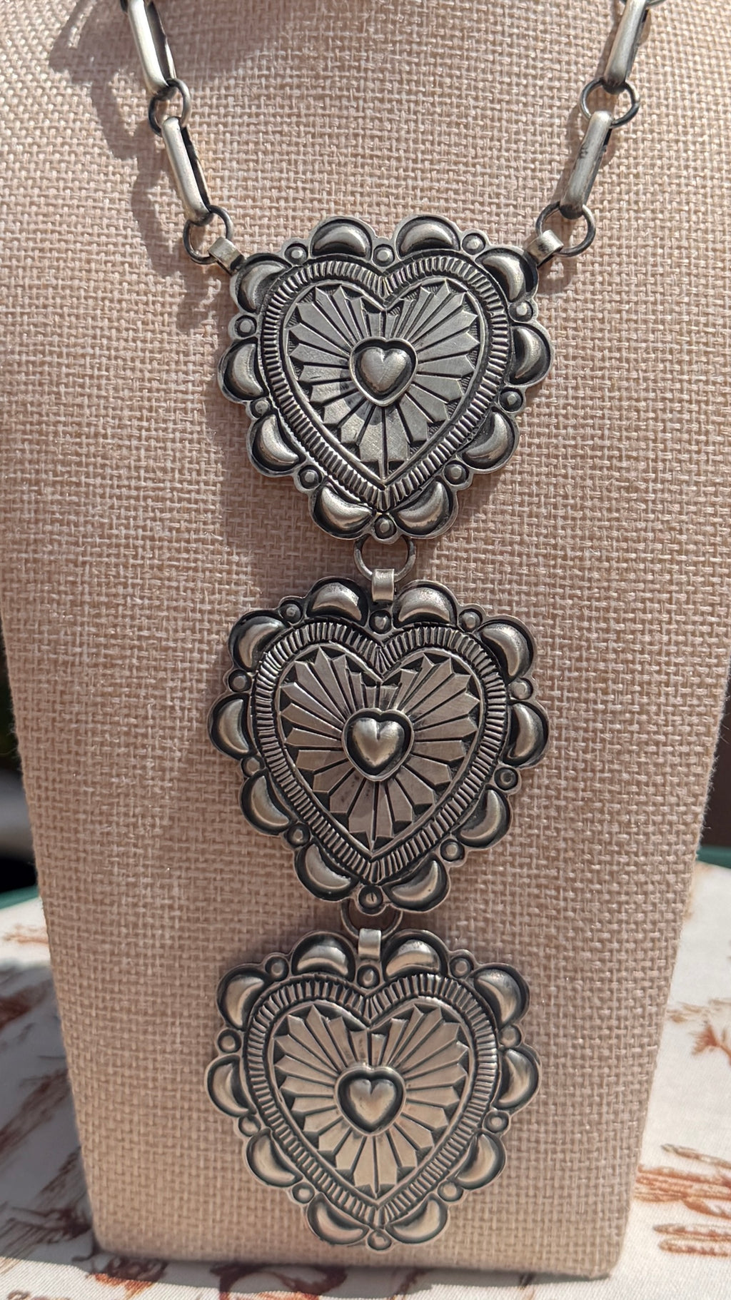 Alex Sanchez silver hearts lariat