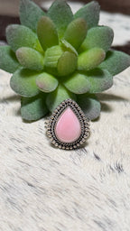 Pink Conch Tear Drop Ring, Size 7