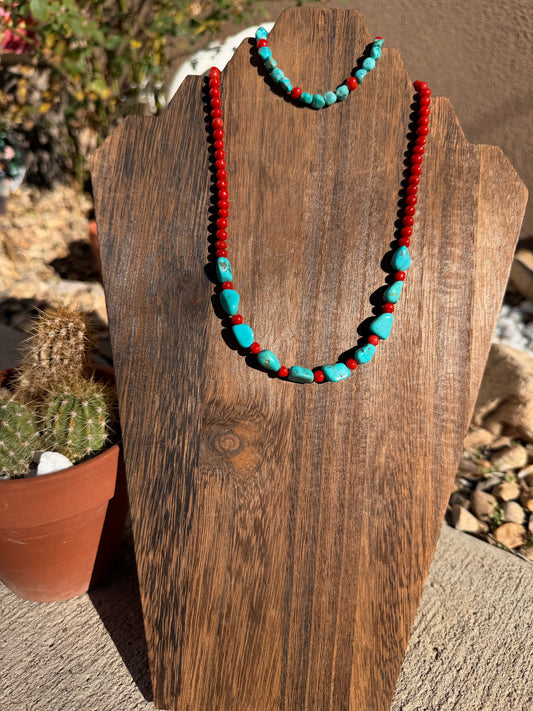 Grandma Cactus Coral & Turquoise set 18"