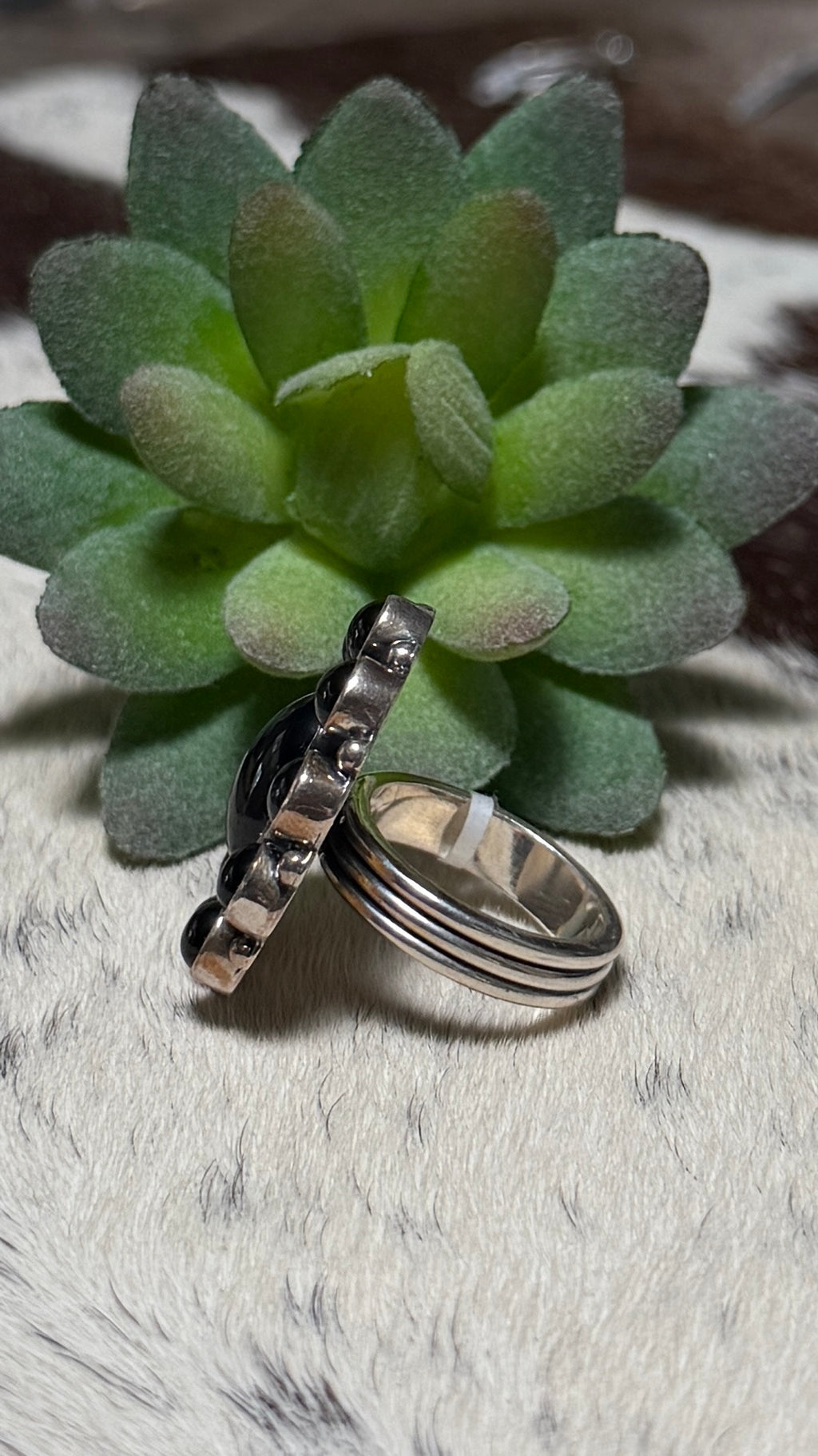 Black Onyx Cluster Ring, Size 7