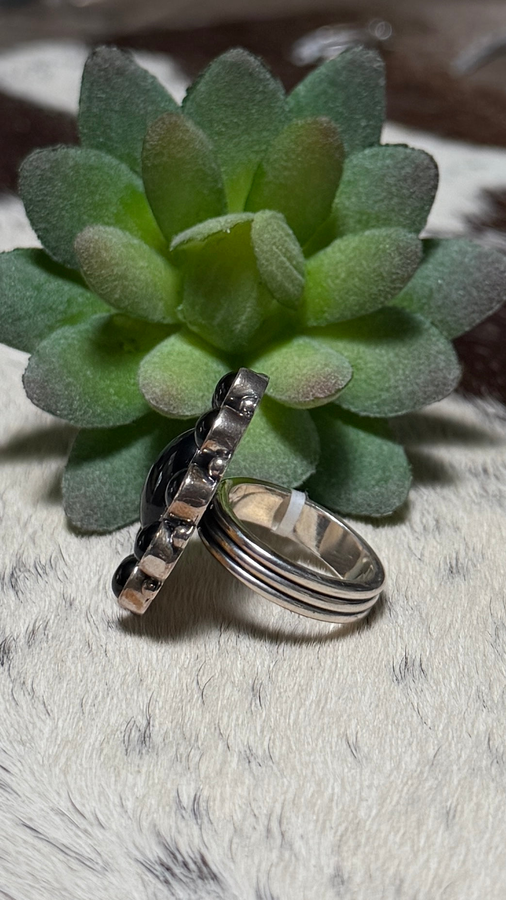 Black Onyx Cluster Ring, Size 7