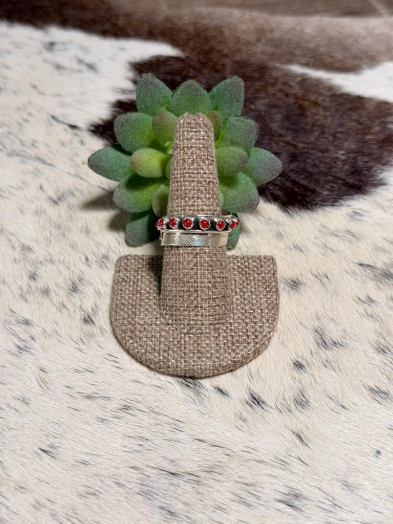 Chester Charley Coral Feather Band Ring