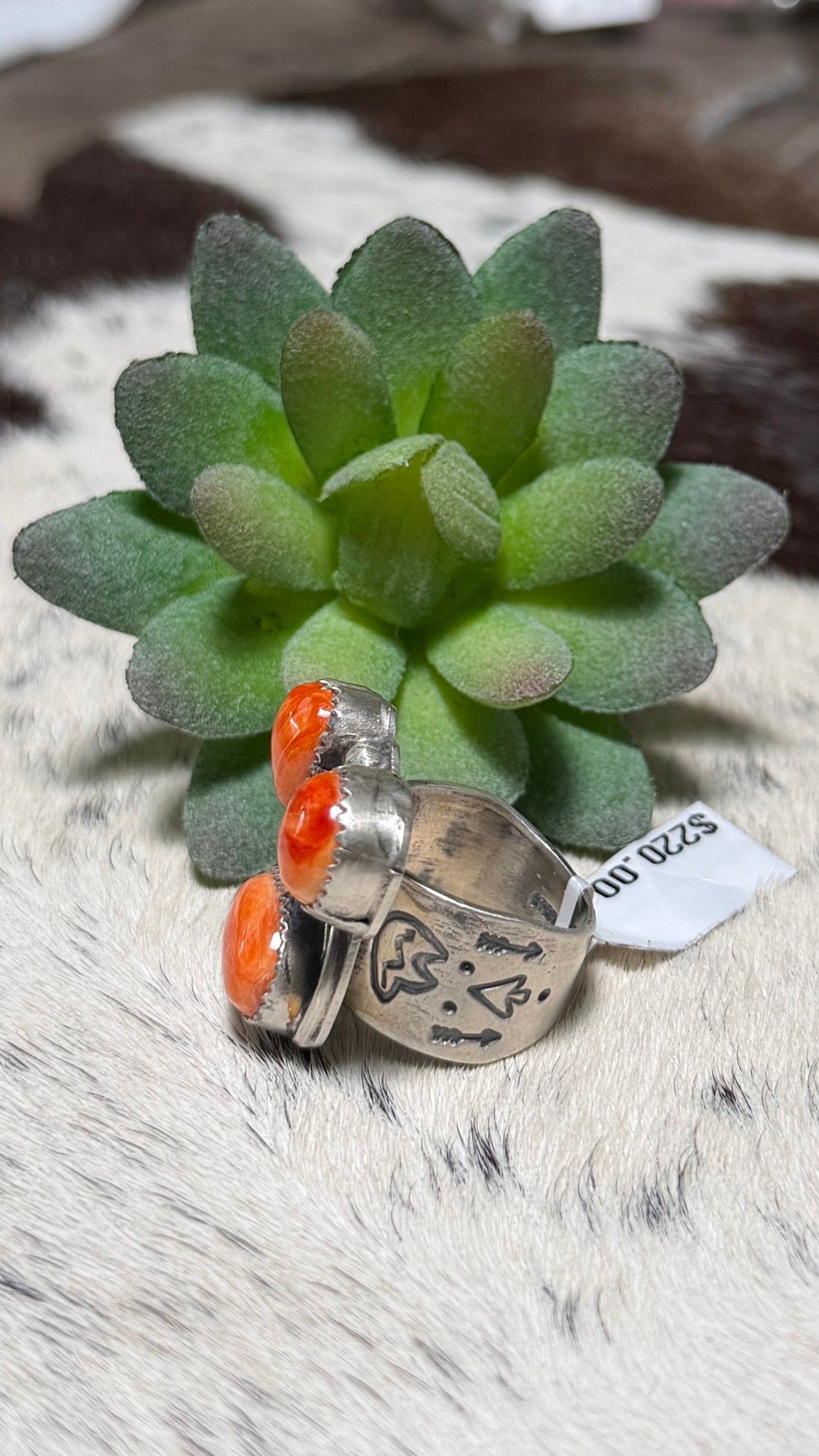 Gilbert Nez Orange Spiny Ring, Size7