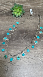 Kingman Turquoise charm necklace 19.5"