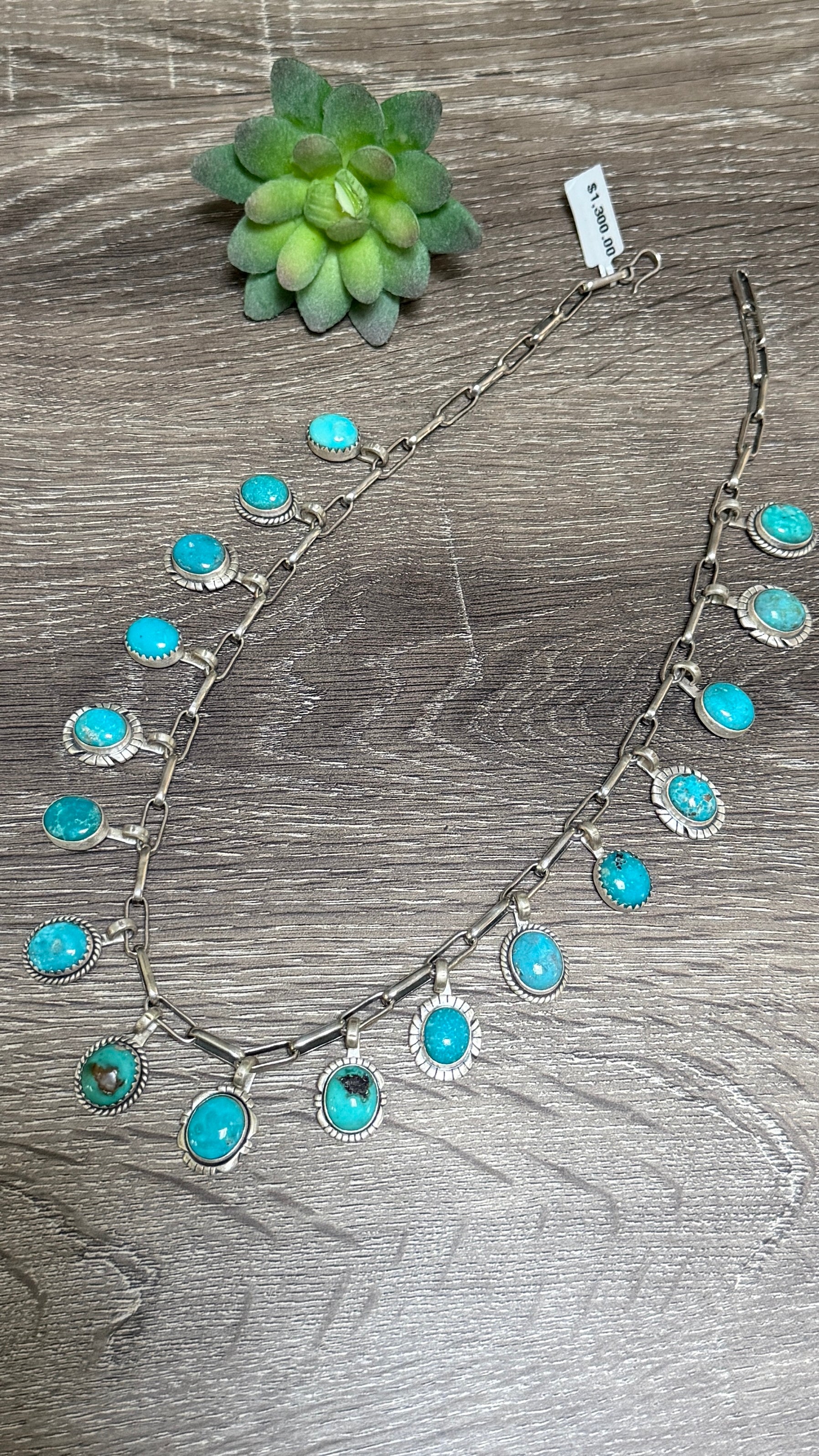Kingman Turquoise charm necklace 19.5"