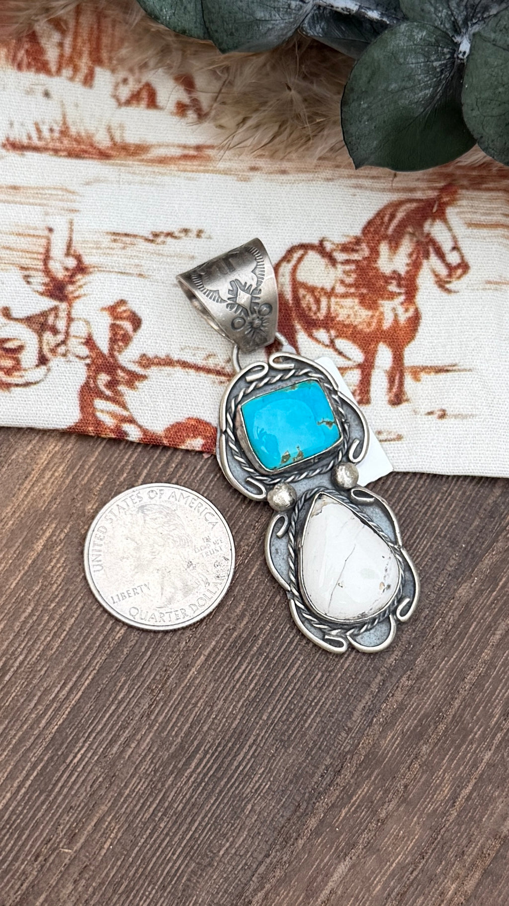 Gilbert Nez Kingman & White Buffalo Pendant