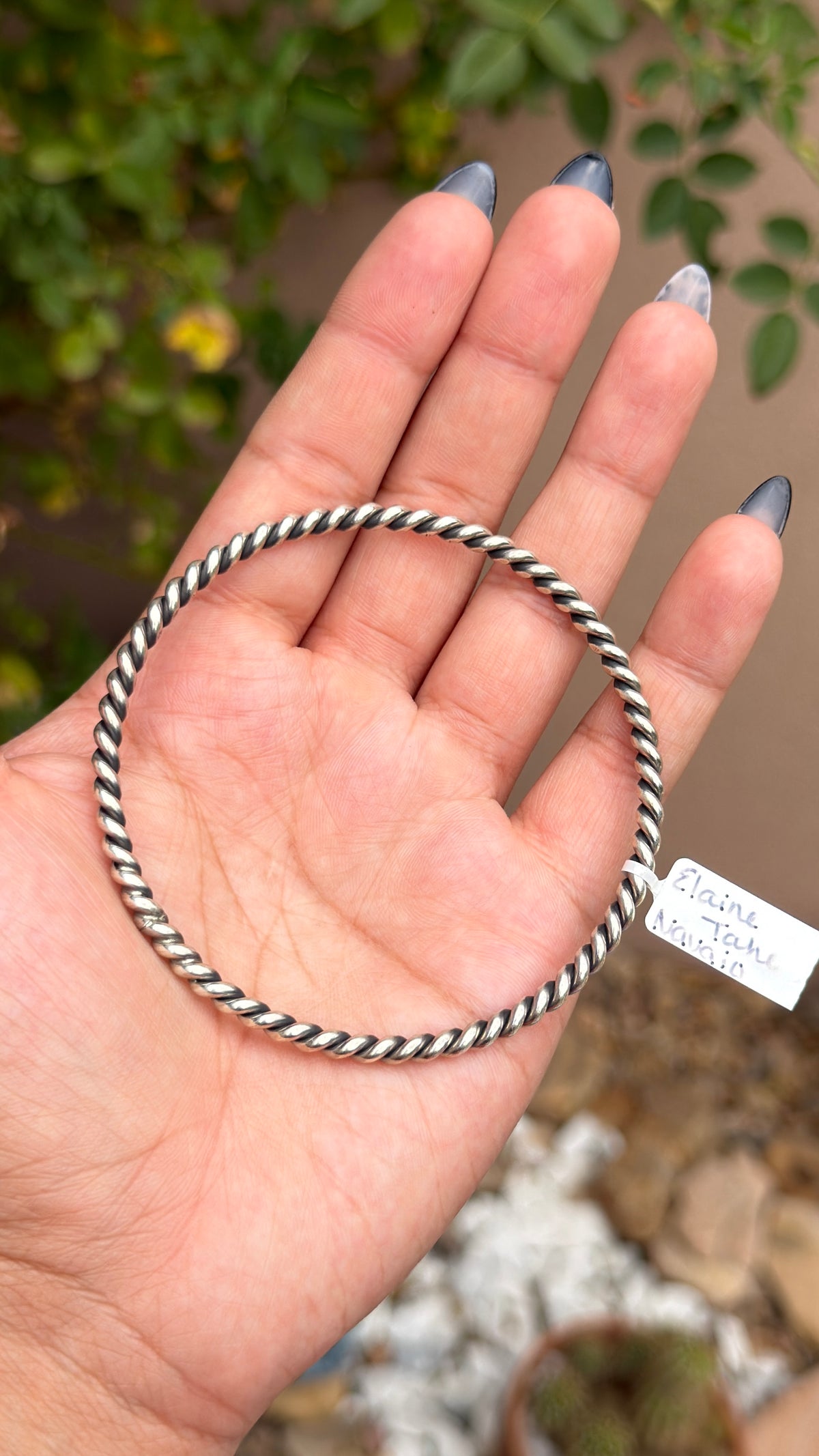 Elaine Tahe Silver Twisted bangle