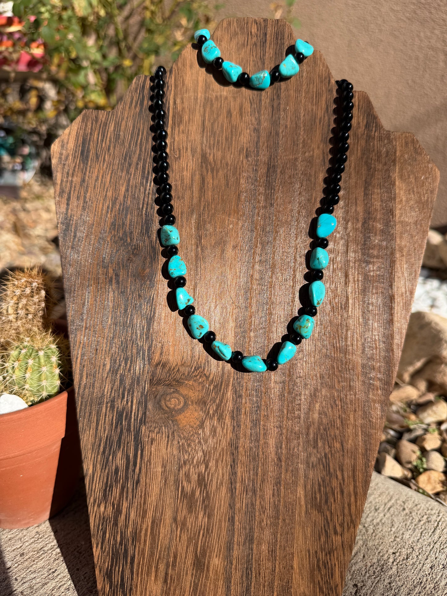Grandma Cactus Onyx & Turquoise set 19"