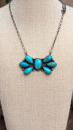 "M.B" Turquoise Bow Bar Necklace