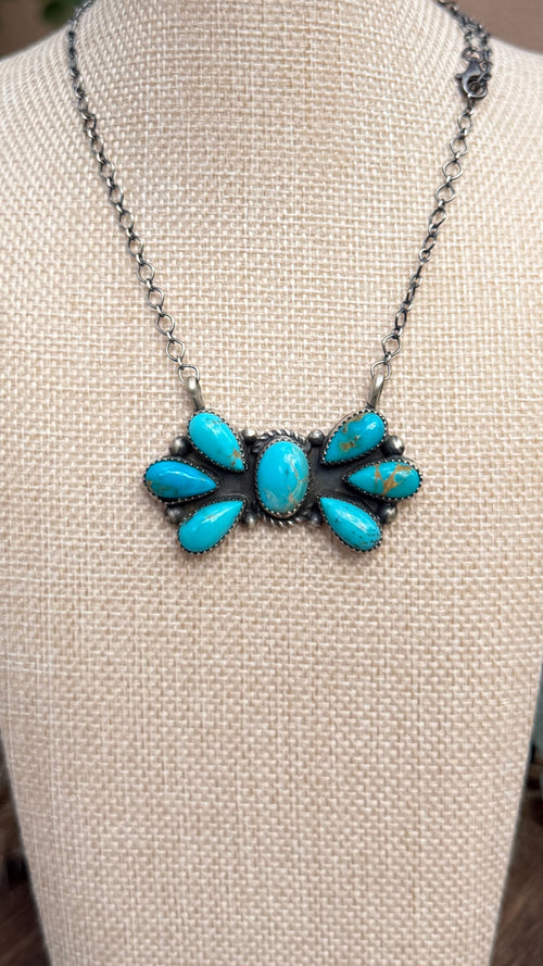 "M.B" Turquoise Bow Bar Necklace