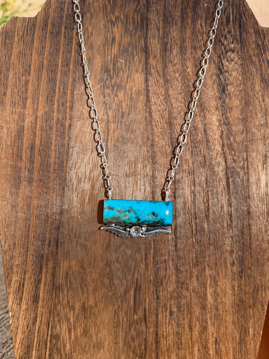 Turquoise bar necklace 19"