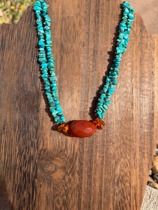 Turquoise & Carnelian 17"