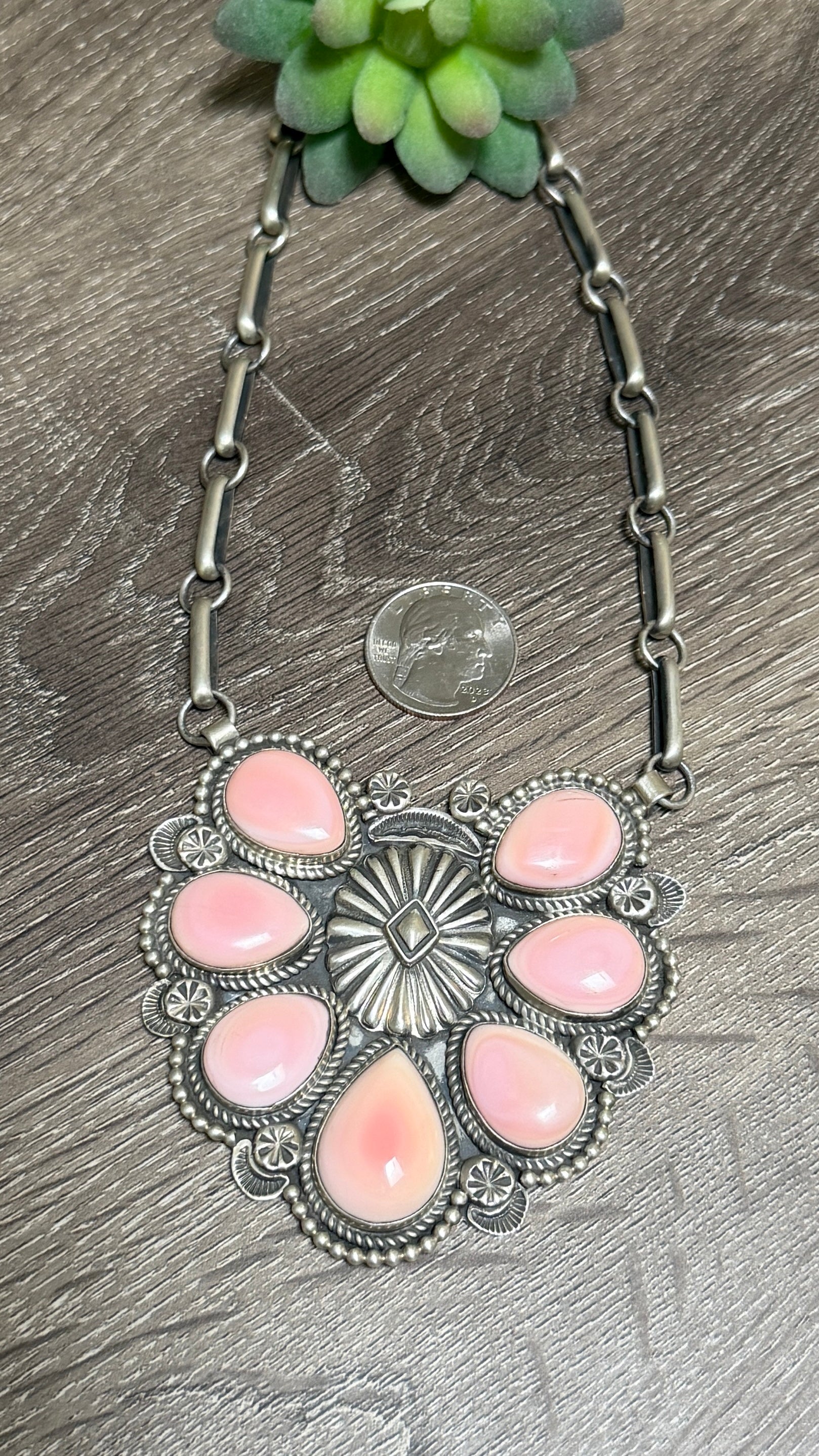 Alex Sanchez Pink conch cluster statement 22" long