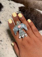 Lorenzo and Jerilyn Chee Pink Conch Thunderbird Ring