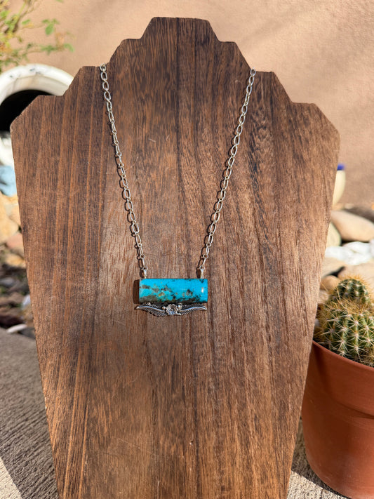 Turquoise bar necklace 19"