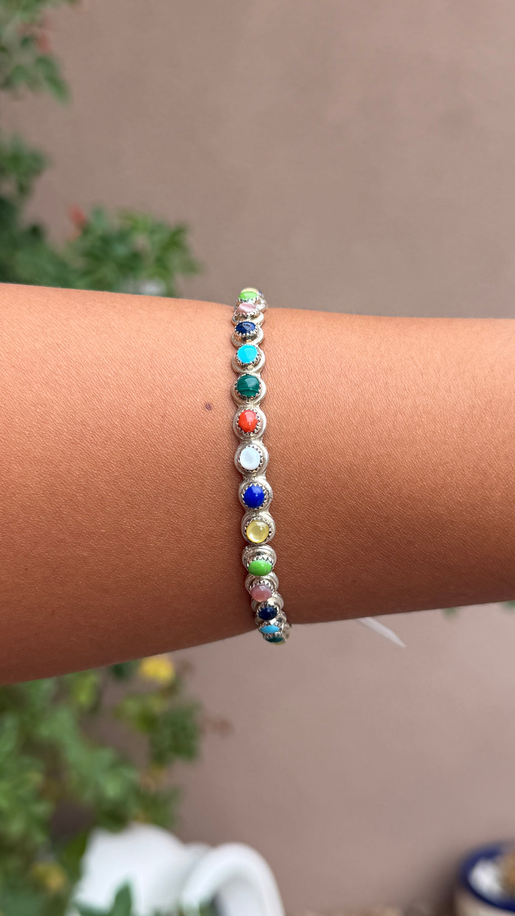 Native made multi stone bangle