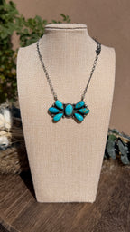 "M.B" Turquoise Bow Bar Necklace