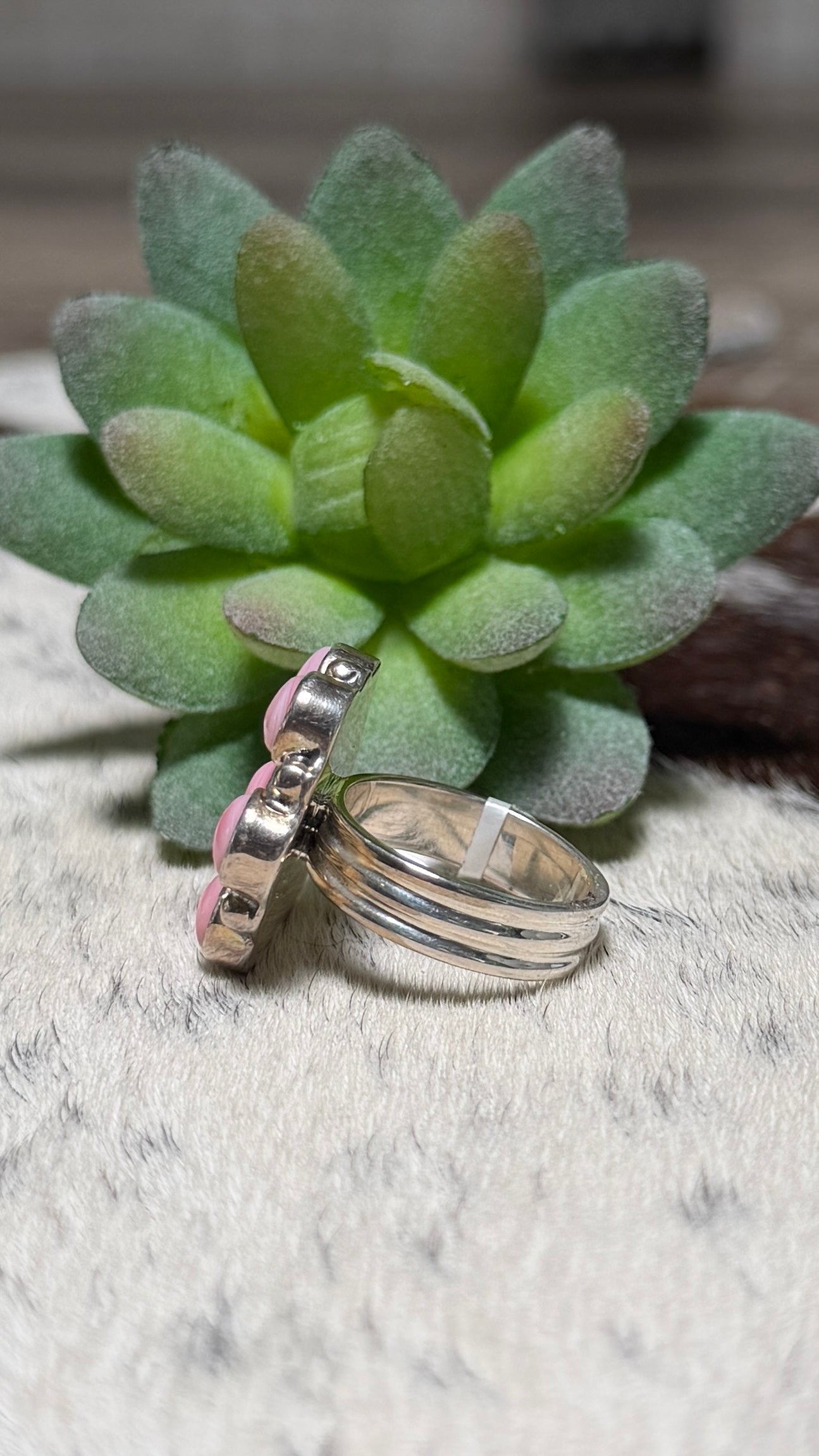 Pink Conch Cluster Ring