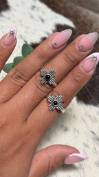 Raymond Coriz Black Onyx Zia Ring, Size 7