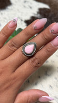 Pink Conch Tear Drop Ring, Size 7