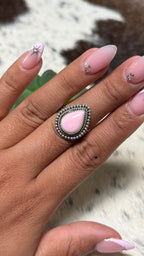 Pink Conch Tear Drop Ring, Size 7