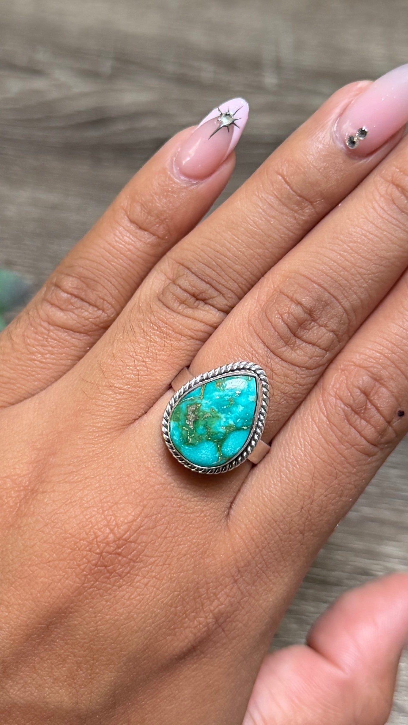 Sonoran Gold Tear Drop Ring, Size 8