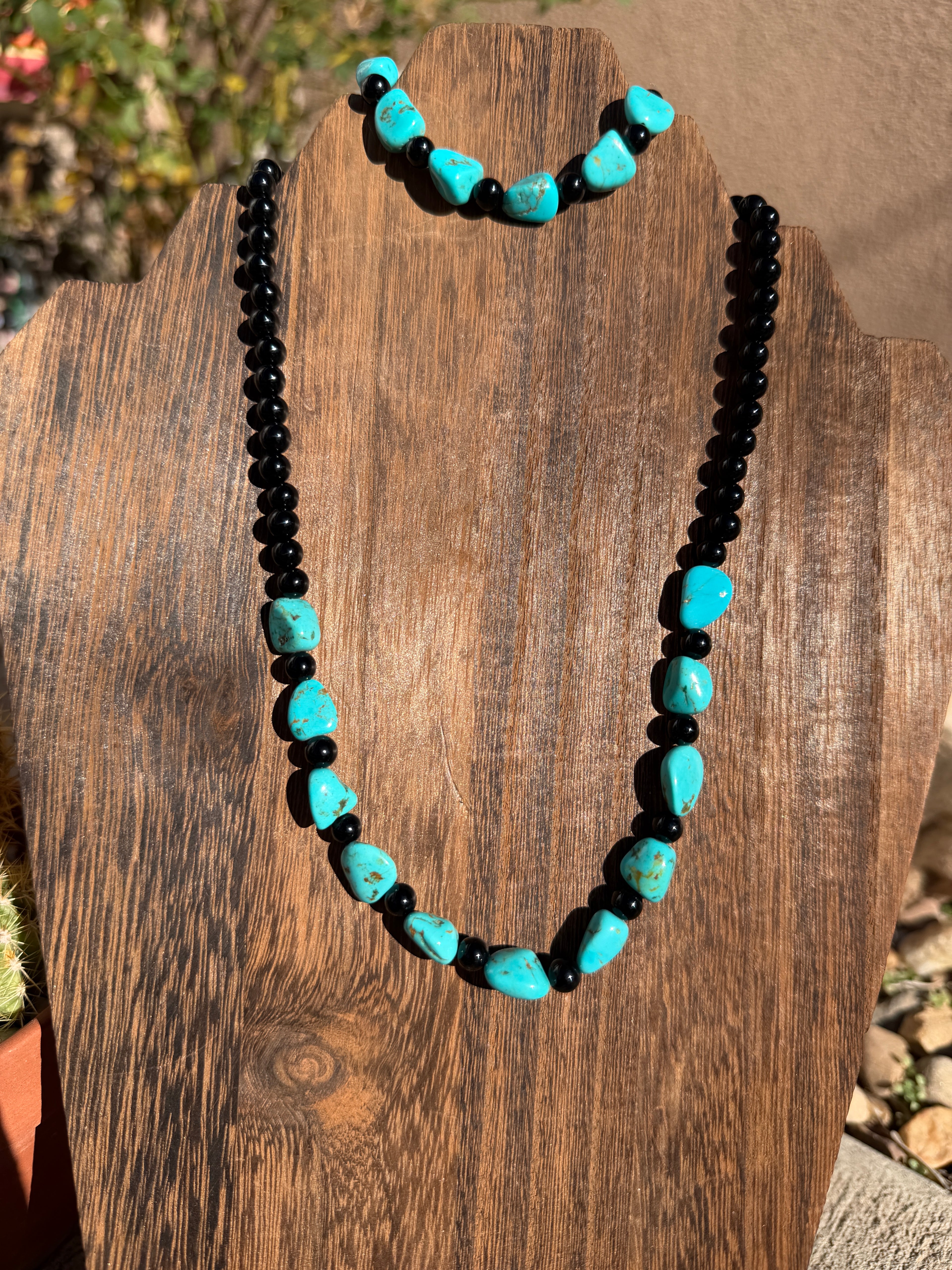 Grandma Cactus Onyx & Turquoise set 19"