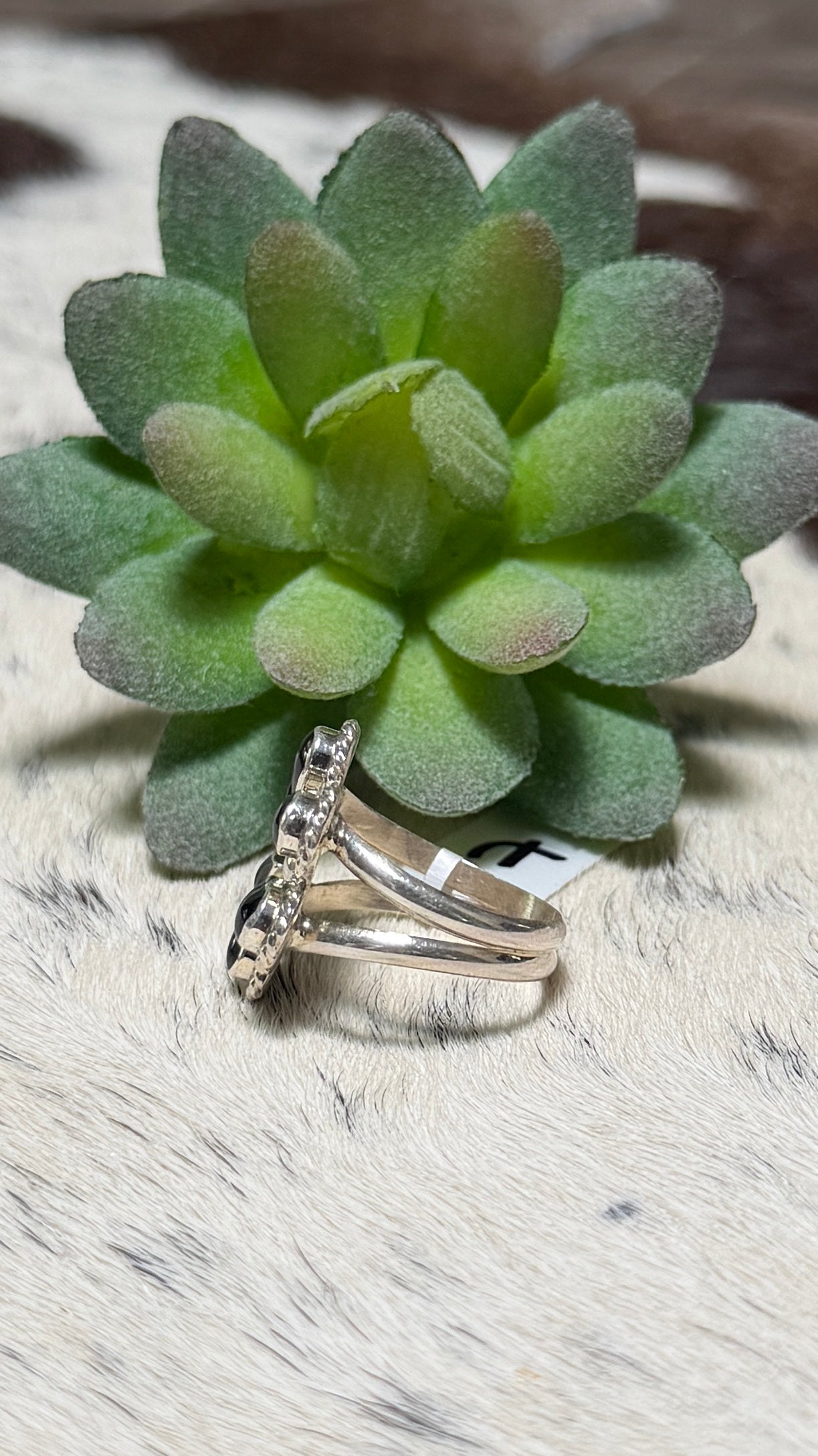 Zuni Black Onyx Cluster Ring, Size 7