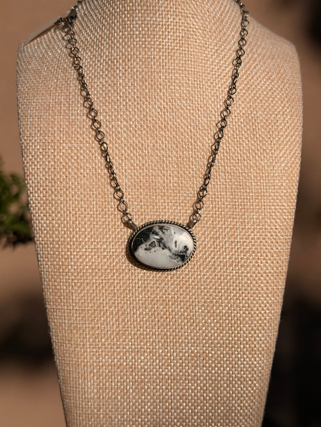 Scott Skeets White Buffalo Bar Necklace