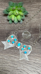 Silver bow & Turquoise necklaces