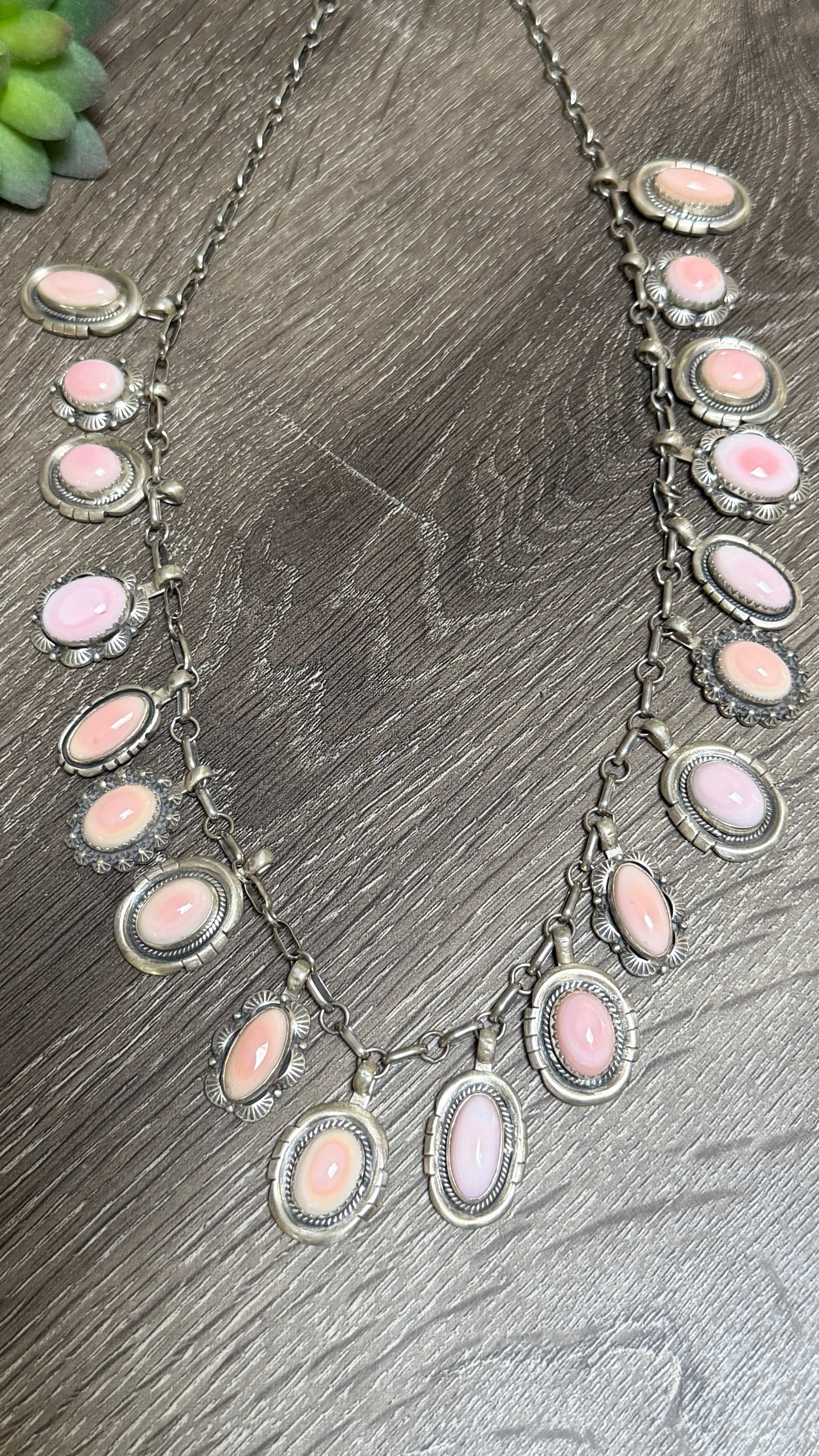 Pink Conch charm necklace