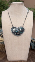 Leroy James Silver Heart Necklace with Stars