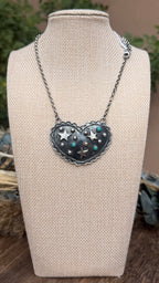 Leroy James Silver Heart Necklace with Stars