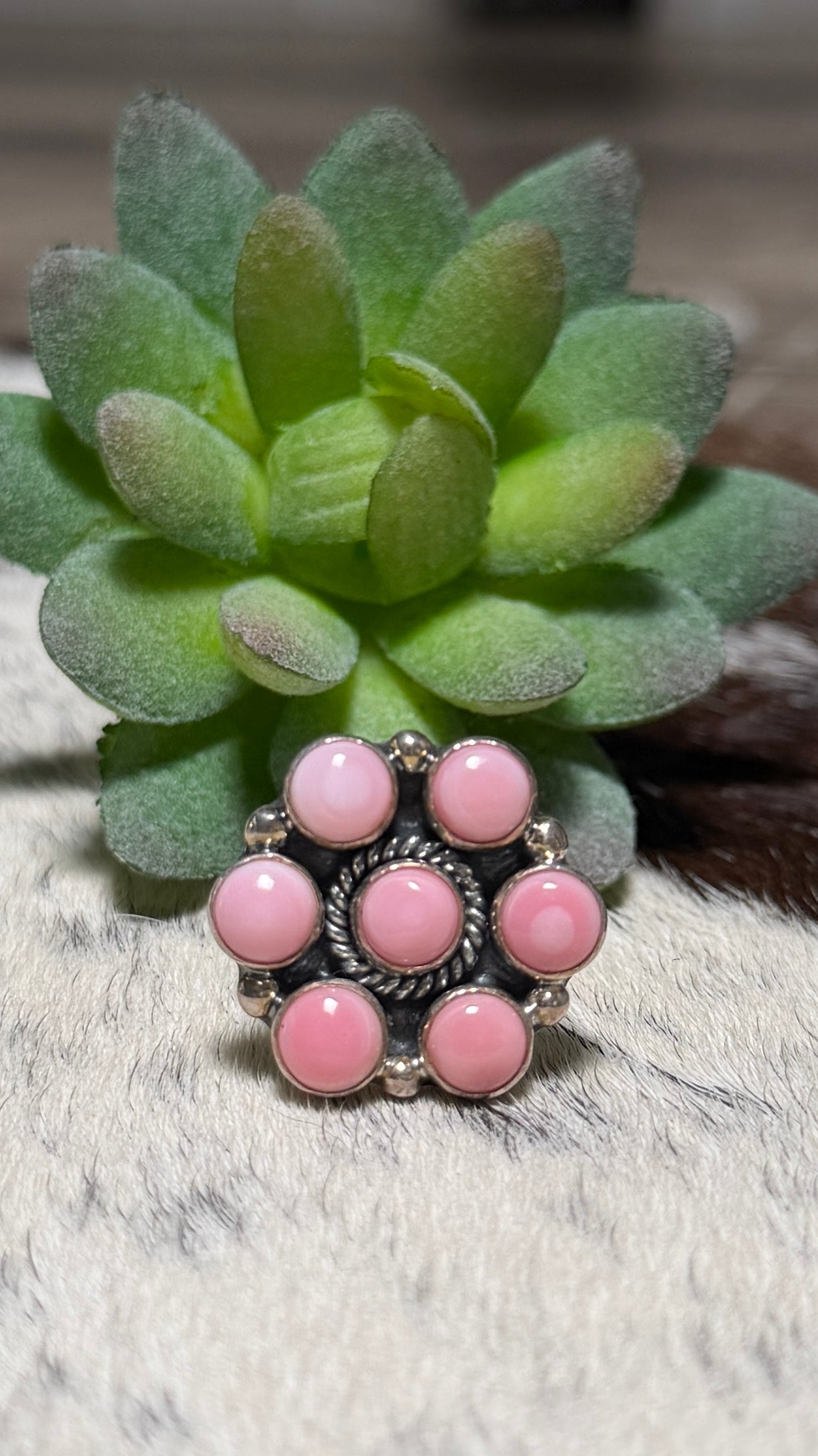Pink Conch Cluster Ring