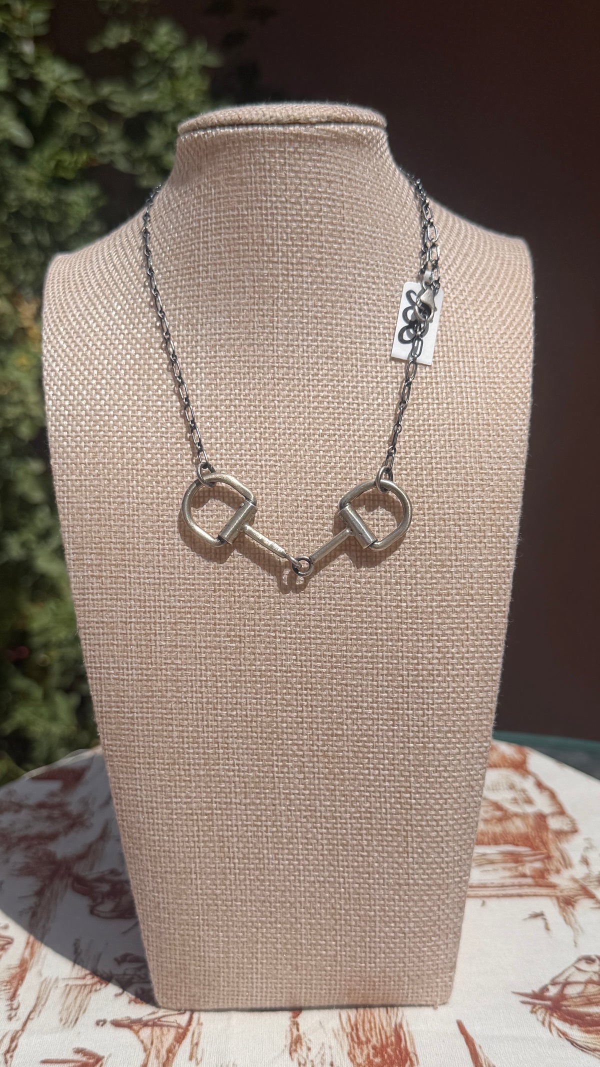Native made silver double bit necklace